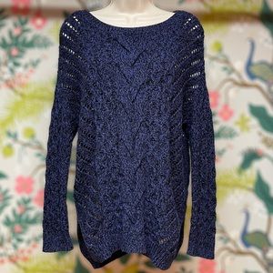 Express Navy Loose Cable Knit Sweater